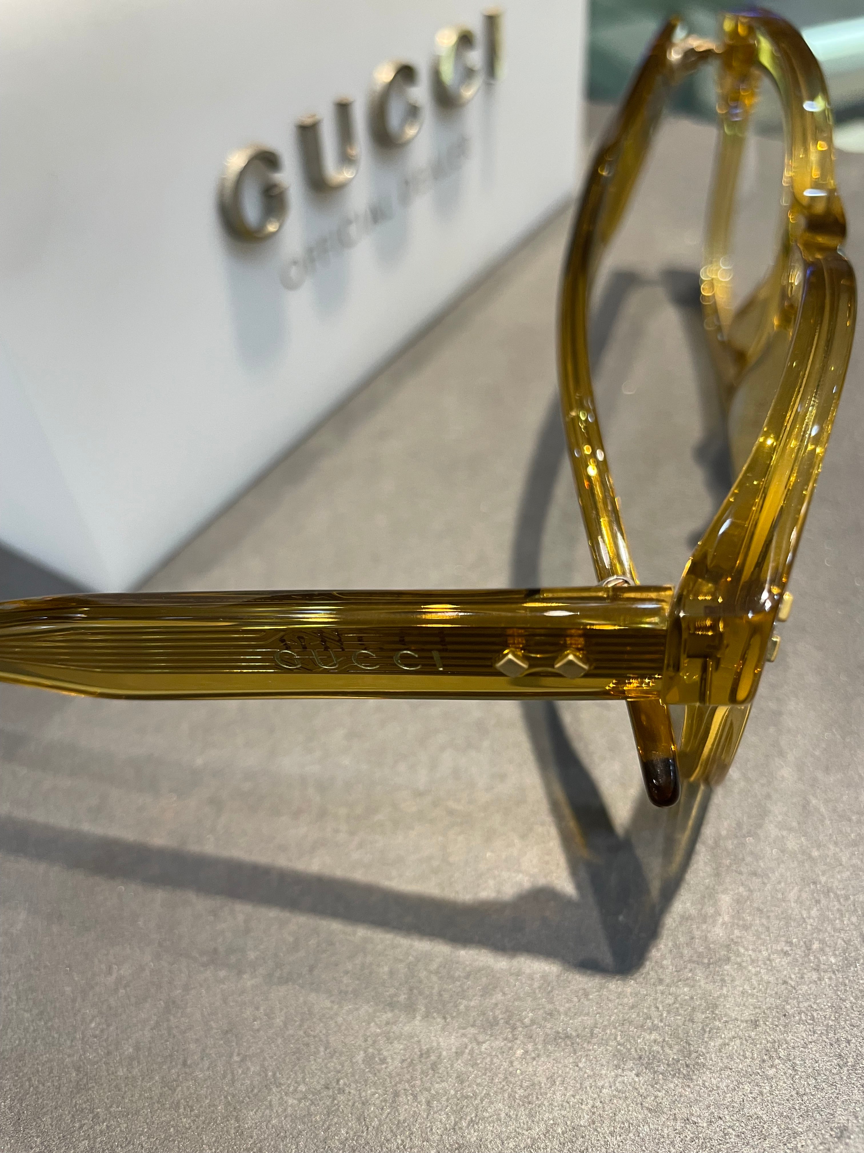 GUCCI グッチ クリアフレーム サングラス 眼鏡 GG0200S-004 イエロー Gucci GG0200S Sunglasses | FREE Shipping - Go-Optic.com