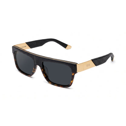 9FIVE 22 Anniversary LTD, black reptile leather and 24K gold frame, side view