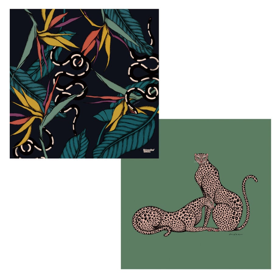 MCB552112 / silent safari / （メガネ拭き・めがね拭き） "MIHO MURAKAMI"   x MetropolitanCROSSbottle　メトロポリタンクロスボトル アートクロス　  Lサイズ（55cmx55cm）バンダナサイズ